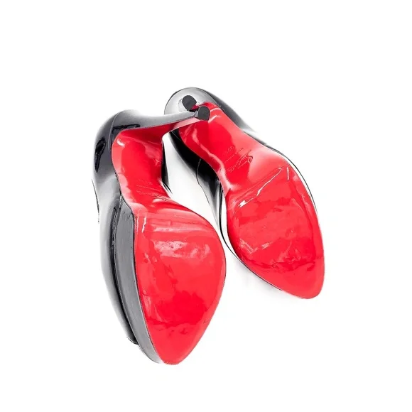 Christian Louboutin Lady Peep Black Patent Leather Platform Pumps EU 37.5 - Picture 9 of 9